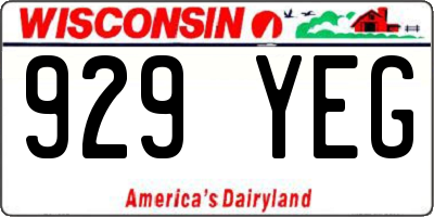 WI license plate 929YEG