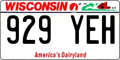 WI license plate 929YEH