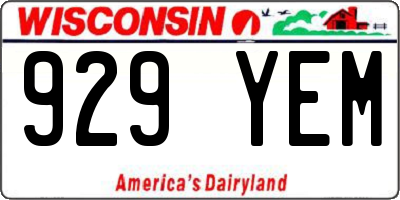 WI license plate 929YEM