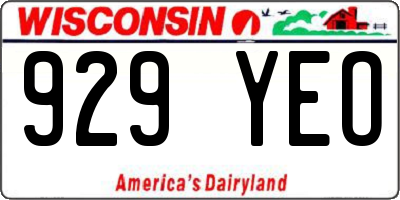 WI license plate 929YEO