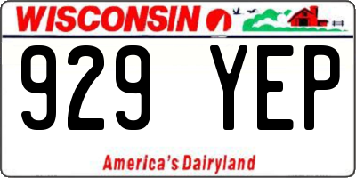 WI license plate 929YEP