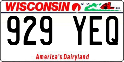 WI license plate 929YEQ