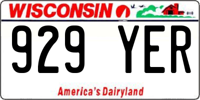 WI license plate 929YER