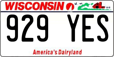 WI license plate 929YES