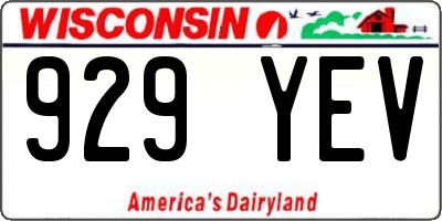 WI license plate 929YEV