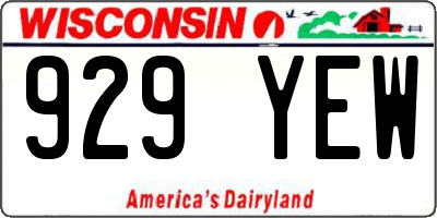 WI license plate 929YEW