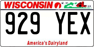 WI license plate 929YEX