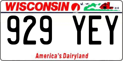 WI license plate 929YEY