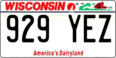 WI license plate 929YEZ
