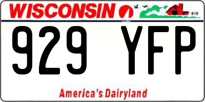 WI license plate 929YFP