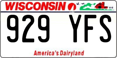 WI license plate 929YFS