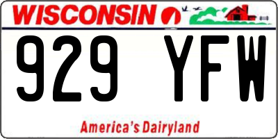 WI license plate 929YFW