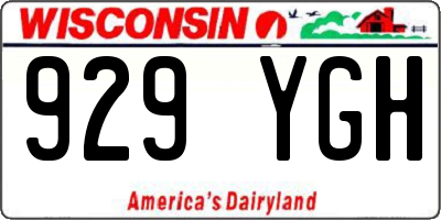 WI license plate 929YGH