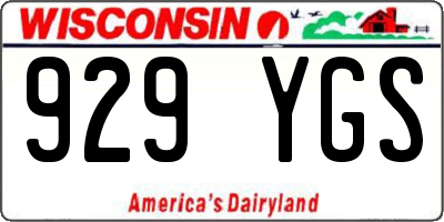 WI license plate 929YGS