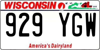 WI license plate 929YGW