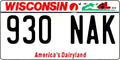 WI license plate 930NAK