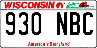 WI license plate 930NBC