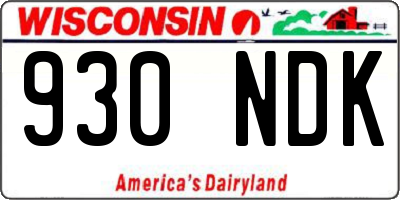 WI license plate 930NDK