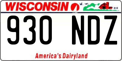 WI license plate 930NDZ