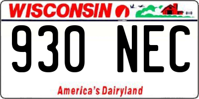 WI license plate 930NEC