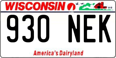 WI license plate 930NEK