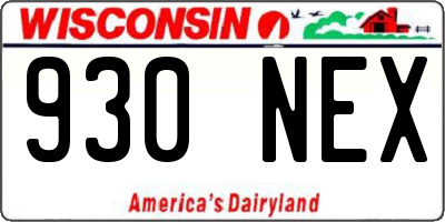 WI license plate 930NEX