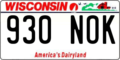 WI license plate 930NOK