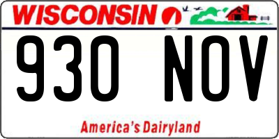 WI license plate 930NOV
