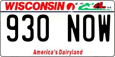 WI license plate 930NOW