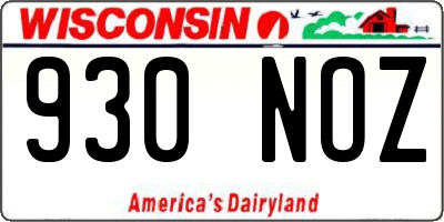 WI license plate 930NOZ