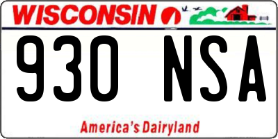 WI license plate 930NSA