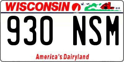 WI license plate 930NSM