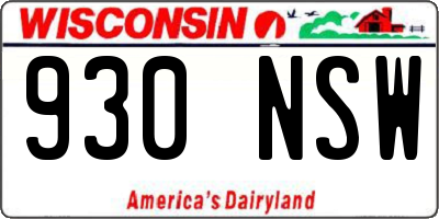 WI license plate 930NSW