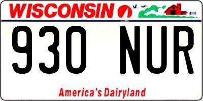 WI license plate 930NUR