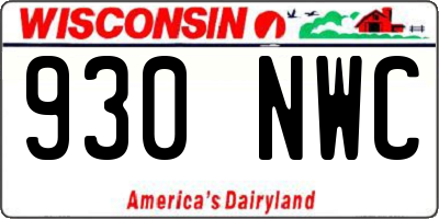 WI license plate 930NWC