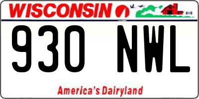 WI license plate 930NWL