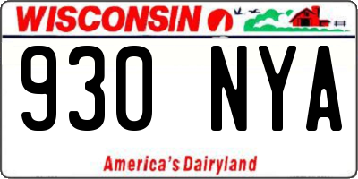 WI license plate 930NYA