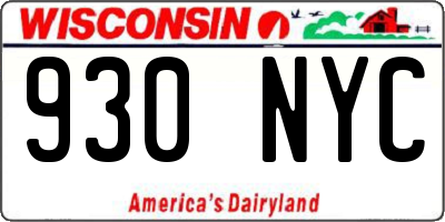WI license plate 930NYC