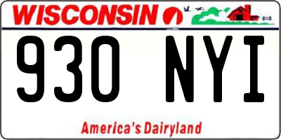 WI license plate 930NYI