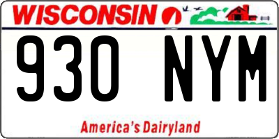 WI license plate 930NYM