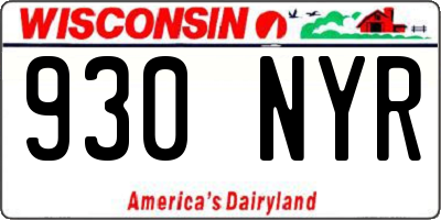 WI license plate 930NYR