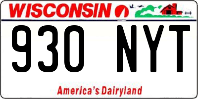 WI license plate 930NYT