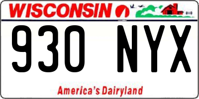 WI license plate 930NYX