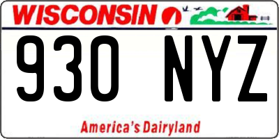 WI license plate 930NYZ