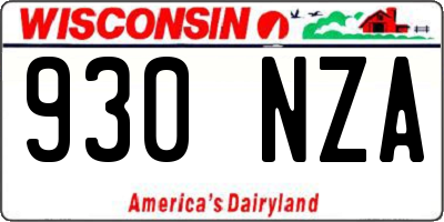 WI license plate 930NZA