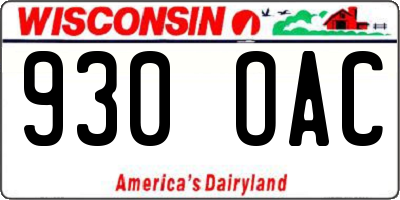 WI license plate 930OAC