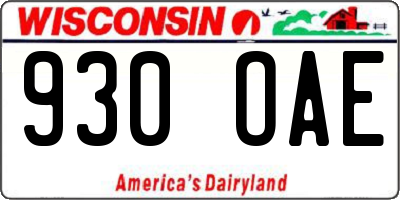 WI license plate 930OAE
