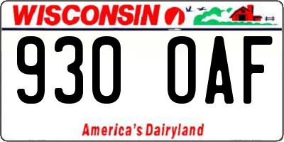 WI license plate 930OAF