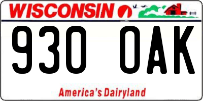 WI license plate 930OAK