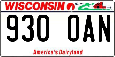 WI license plate 930OAN